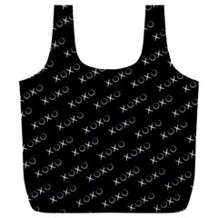 Xoxo Black And White Pattern, Kisses And Love Geometric Theme Full Print Recycle Bag (xxl) by Casemiro