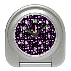 Purple, Pink Bokeh Dots, Asymmetric Polka Dot With Modern Twist Travel Alarm Clock by Casemiro