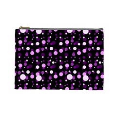 Purple, Pink Bokeh Dots, Asymmetric Polka Dot With Modern Twist Cosmetic Bag (large) by Casemiro