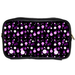 Purple, Pink Bokeh Dots, Asymmetric Polka Dot With Modern Twist Toiletries Bag (two Sides) by Casemiro