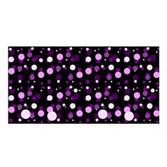 Purple, Pink Bokeh Dots, Asymmetric Polka Dot With Modern Twist Satin Shawl