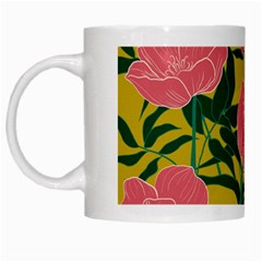 Pink Flower Seamless Pattern White Mugs