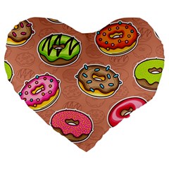 Doughnut Doodle Colorful Seamless Pattern Large 19  Premium Heart Shape Cushions by Amaryn4rt