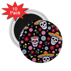 Day Dead Skull With Floral Ornament Flower Seamless Pattern 2 25  Magnets (10 Pack)  by Amaryn4rt