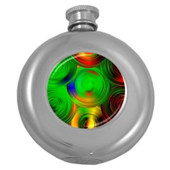 Pebbles In A Rainbow Pond Round Hip Flask (5 Oz)