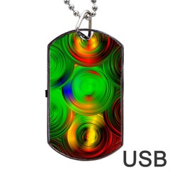 Pebbles In A Rainbow Pond Dog Tag Usb Flash (one Side) by ScottFreeArt