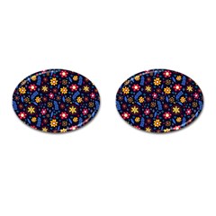 Floral Pattern Dark Cufflinks (oval) by originaljewelleryandwatches