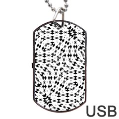 Black And White Ethnic Print Dog Tag Usb Flash (one Side) by dflcprintsclothing