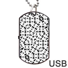 Black And White Ethnic Print Dog Tag Usb Flash (two Sides) by dflcprintsclothing