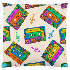 Seamless Pattern With Colorfu Cassettes Hippie Style Doodle Musical Texture Wrapping Fabric Vector Large Cushion Case (two Sides) by Amaryn4rt