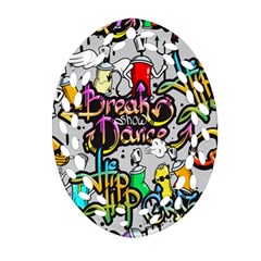 Hip Hop Background Ornament (oval Filigree) by Amaryn4rt