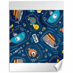 Seamless Pattern Vector Submarine With Sea Animals Cartoon Canvas 18  X 24  by Amaryn4rt