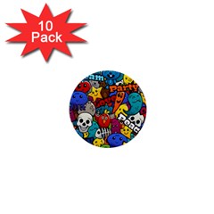 Graffiti Characters Seamless Pattern 1  Mini Buttons (10 Pack)  by Amaryn4rt