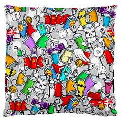 Graffit Characters Seamless Pattern Art Large Cushion Case (two Sides) by Amaryn4rt