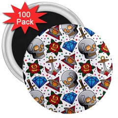 Full Color Flash Tattoo Patterns 3  Magnets (100 Pack) by Amaryn4rt