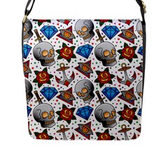 Full Color Flash Tattoo Patterns Flap Closure Messenger Bag (l) by Amaryn4rt