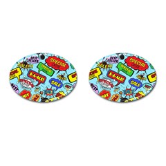 Comic Bubbles Seamless Pattern Cufflinks (oval) by Amaryn4rt