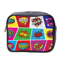 Pop Art Comic Vector Speech Cartoon Bubbles Popart Style With Humor Text Boom Bang Bubbling Expressi Mini Toiletries Bag (two Sides) by Amaryn4rt