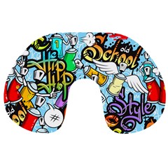 Graffiti Characters Seamless Pattern Travel Neck Pillow by Amaryn4rt