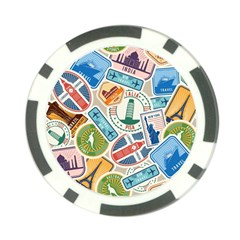 Travel Pattern Immigration Stamps Stickers With Historical Cultural Objects Travelling Visa Immigrant Poker Chip Card Guard by Amaryn4rt