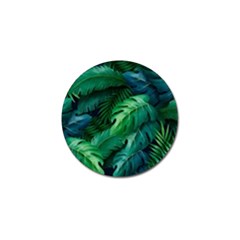 Tropical Green Leaves Background Golf Ball Marker by Amaryn4rt