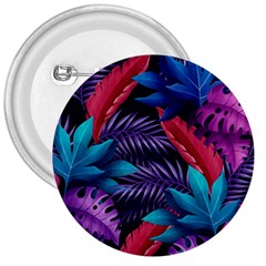 Background With Violet Blue Tropical Leaves 3  Buttons by Amaryn4rt