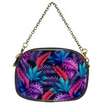 Background With Violet Blue Tropical Leaves Chain Purse (One Side) Front