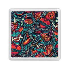 Vintage Tattoos Colorful Seamless Pattern Memory Card Reader (square) by Amaryn4rt
