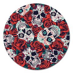 Vintage Day Dead Seamless Pattern Magnet 5  (round) by Amaryn4rt