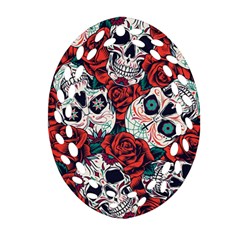 Vintage Day Dead Seamless Pattern Ornament (oval Filigree) by Amaryn4rt