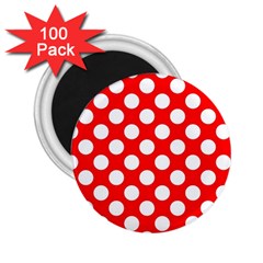 Large White Polka Dots Pattern, Retro Style, Pinup Pattern 2 25  Magnets (100 Pack)  by Casemiro