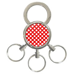 Large White Polka Dots Pattern, Retro Style, Pinup Pattern 3-ring Key Chain by Casemiro
