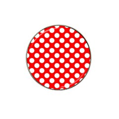 Large White Polka Dots Pattern, Retro Style, Pinup Pattern Hat Clip Ball Marker (4 Pack) by Casemiro