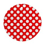 Large white polka dots pattern, retro style, pinup pattern Round Ornament (Two Sides) Back