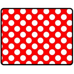 Large White Polka Dots Pattern, Retro Style, Pinup Pattern Fleece Blanket (medium)  by Casemiro