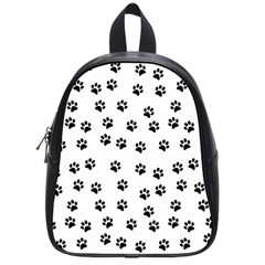 Dog Paws Pattern, Black And White Vector Illustration, Animal Love Theme School Bag (small) by Casemiro