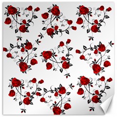 Vector Roses Pattern,red Flowers And Black Branches, Asymmetric Design Canvas 12  X 12 