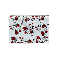 Vector Roses Pattern,red Flowers And Black Branches, Asymmetric Design Cosmetic Bag (medium) by Casemiro