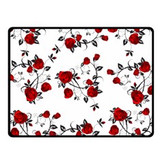 Vector Roses Pattern,red Flowers And Black Branches, Asymmetric Design Fleece Blanket (small) by Casemiro