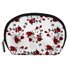 Vector Roses Pattern,red Flowers And Black Branches, Asymmetric Design Accessory Pouch (large) by Casemiro