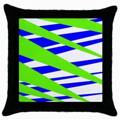Abstract triangles pattern, dotted stripes, grunge design in light colors Throw Pillow Case (Black)