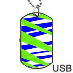 Abstract triangles pattern, dotted stripes, grunge design in light colors Dog Tag USB Flash (One Side)