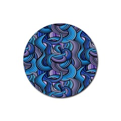 Blue Swirl Pattern Rubber Round Coaster (4 Pack)  by designsbymallika