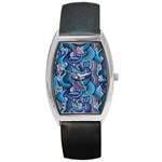 Blue Swirl Pattern Barrel Style Metal Watch Front