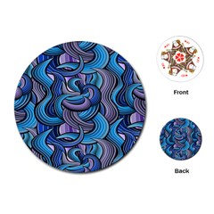 Blue Swirl Pattern Playing Cards Single Design (round) by designsbymallika