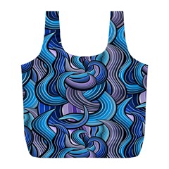 Blue Swirl Pattern Full Print Recycle Bag (l)