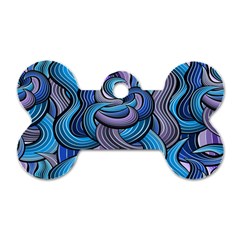 Blue Swirl Pattern Dog Tag Bone (one Side) by designsbymallika