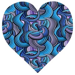 Blue Swirl Pattern Wooden Puzzle Heart by designsbymallika