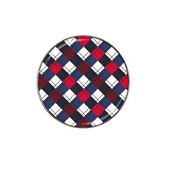 Checks Pattern Blue Red Hat Clip Ball Marker (4 Pack) by designsbymallika
