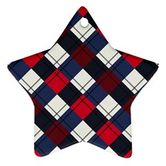 Checks Pattern Blue Red Star Ornament (two Sides) by designsbymallika